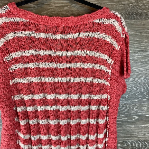 Free People Terracotta chunky knit linen blend split sleeve sweater size S - Picture 11 of 11